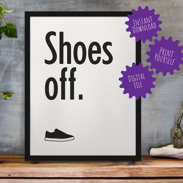 Shoes Off Sign Vans Skateboard, Downloadable Printable, Welcome Sign, Teen Wall Decor