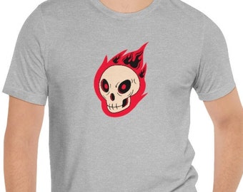 Camiseta de Halloween con calavera de fuego infernal