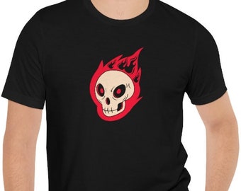 Camiseta de calavera llameante, camiseta de Halloween Hellfire