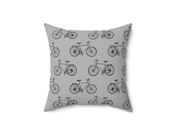 Bicycle Print Pillow, Cycling Throw Pillow, Housewarming Gift