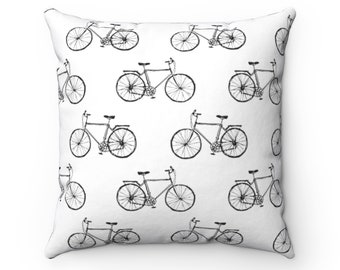 Bicycle Print Throw Pillow, Cycling Decor