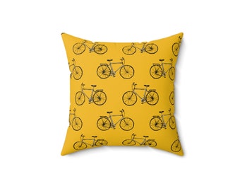 Bicycle Print Throw Pillow, Double Sided Accent Pillow