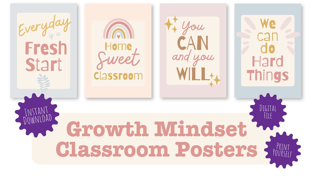 Growth Mindset Classroom Poster Bundle (set of 4) - Etsy