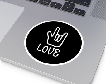 Pegatina de vinilo con lenguaje de señas de amor, pegatina para parachoques de patineta
