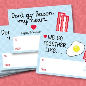 Drôle de Saint-Valentin imprimable, Ne faites pas de bacon mon cœur, nous allons ensemble comme des œufs et du bacon