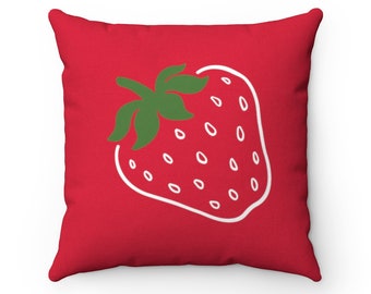 Almohada de fresa, estampado botánico de doble cara, decoración para dormitorio (almohada de 35,5 x 35,5 cm)