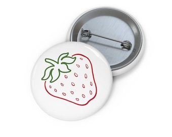 Strawberry Metal Pin, Gardener Gift, Backpack Accessory (1.25" Button)