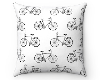 Bicycle Print Throw Pillow, Cycling Decor