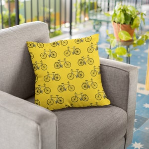 Bicycle Pillow and Case, Bike Throw Pillow, Bicycle Accent Pillow, College Dorm Room Decor