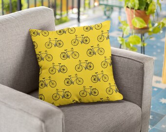 Cojín de bicicleta con impresión a doble cara para decoración de dormitorio.