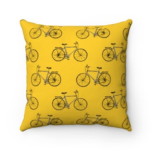 Bicycle Pillow and Case, Bike Throw Pillow, Bicycle Accent Pillow