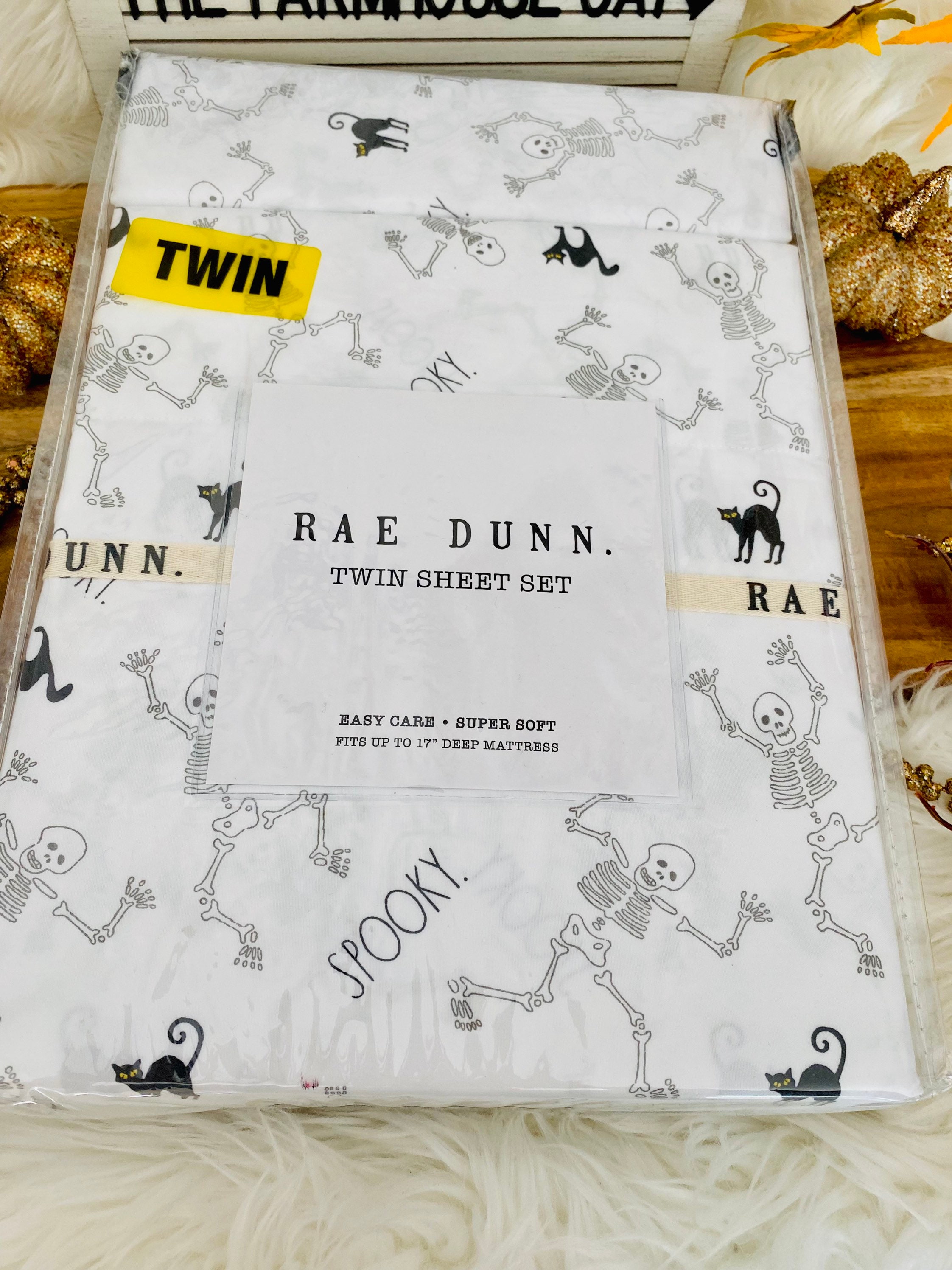 Rae Dunn - Halloween - Bed Sheets - Spooky - Twin Sized - Bedroom - Decor - Sheet Set - Fitted - Bedding - Home - Pillow - Living - Rare