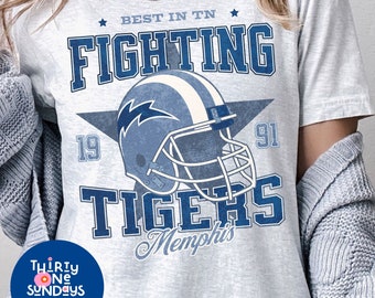 Memphis Tigers Football Helmet Tee - Comfort Colors Inspired Design