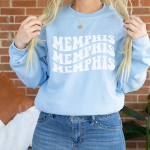 Groovy Memphis Sweatshirt: Light Blue City Pullover