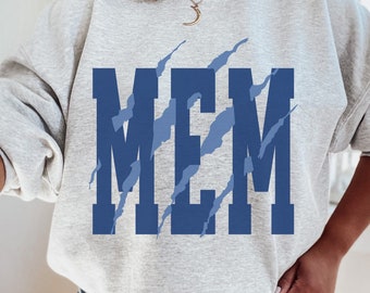 Memphis Retro Tiger Scratch Sweatshirt, Vintage Look Mascot Game Day Team Crewneck, MEM 901