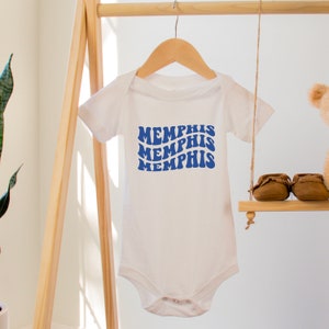 Memphis Baby Bodysuit: Groovy Blue Memphis Fan Gift