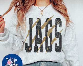 Jaguars Scratch Vintage Look Sweatshirt Retro Jacksonville Crewneck Jaguars Fan Gift Unisex