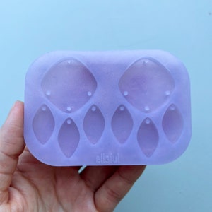 Diamond with Charms Dangle Earrings Silicone Mold - Resin Mold
