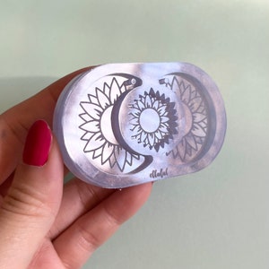 Sunflower Engraved Moon Earrings Silicone Mold - Resin Mold
