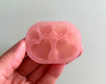 Corazones con Aretes Conectores Molde de Silicona - Molde de Resina - Molde de Pernos de Corazón