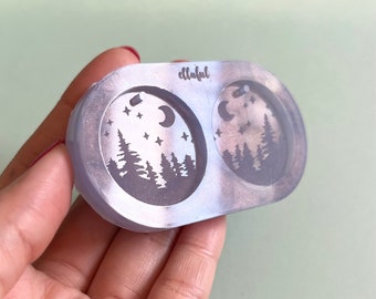 Forest Night Engraved Earrings Silicone Mold - Resin Mold - Pendant Mold