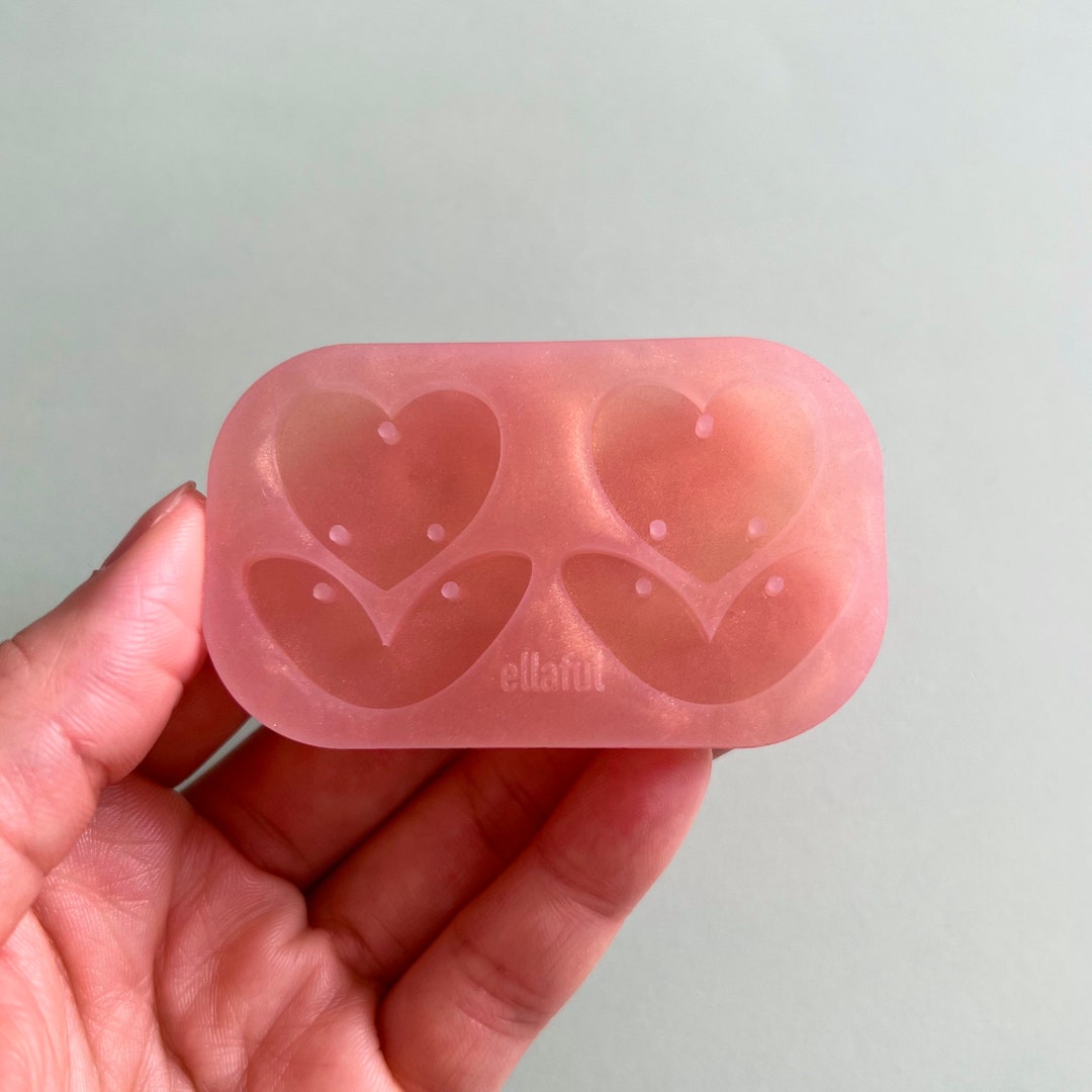 Heart Flower Earrings Silicone Mold Resin Mold Etsy