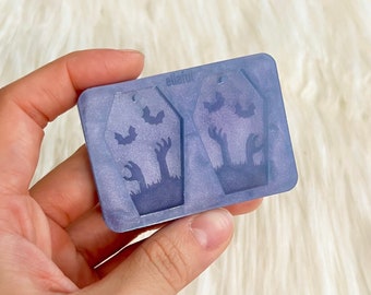 Coffin Dangle Earrings Spooky Design Silicone Mold - Resin Mold - Pendant Mold