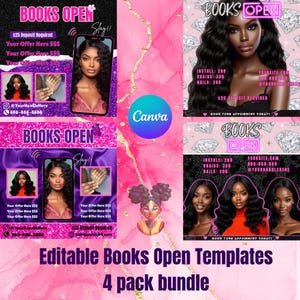 Books Open Flyer Template for Hairstylists – Editable Canva Appointment Flyer – Salon Booking Announcement – Hair Stylist Marketing Digital