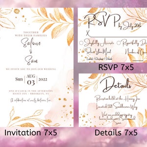 Editable Wedding Invitation, RSVP, The Details Template l Canva