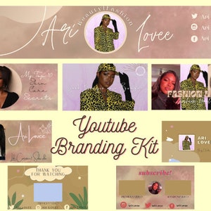 Editable YouTube Branding Kit, Banner, Thumbnails, Intros, Outros Canva Template