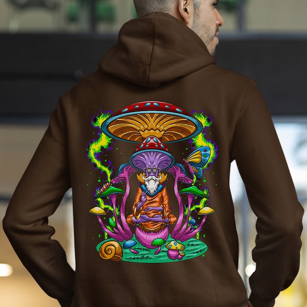 Psychedelic Mushroom Hoodie Men Hippie Guru Sweater Psilocybin Sweatshirts Mushroom Sweatshirt Stoner Gifts For Men Mushroom Hoodies For Her