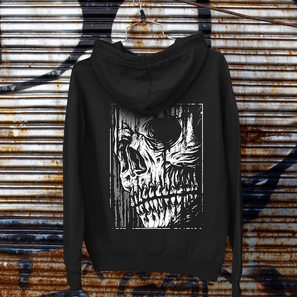 Goth Sweatshirt Skull Hoodie Dark Academia Clothing Metal Sweatshirt Trendy Design on Back Hoodies Sweatshirts Occult Skull Sweatshirts Men