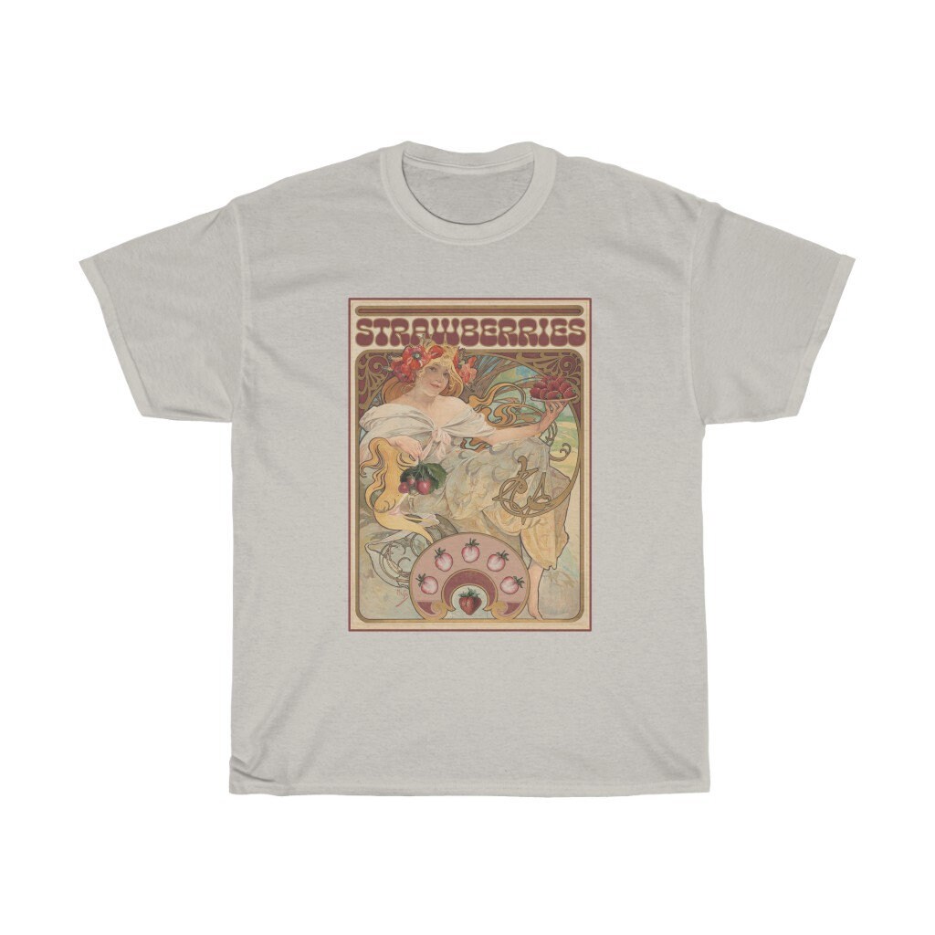 Vintage Strawberry Shirt Women Art Nouveau Alphonse Mucha - Etsy
