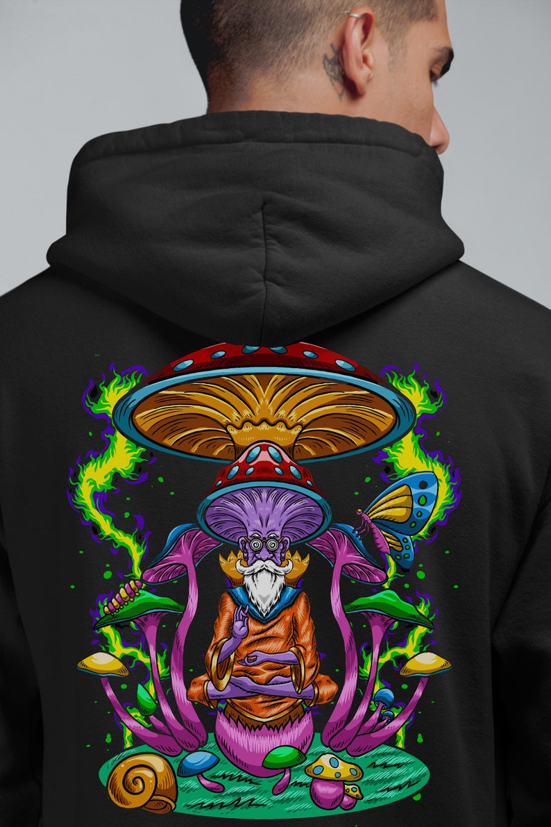 Psychedelic Mushroom Hoodie Men Hippie Guru Sweater Psilocybin ...