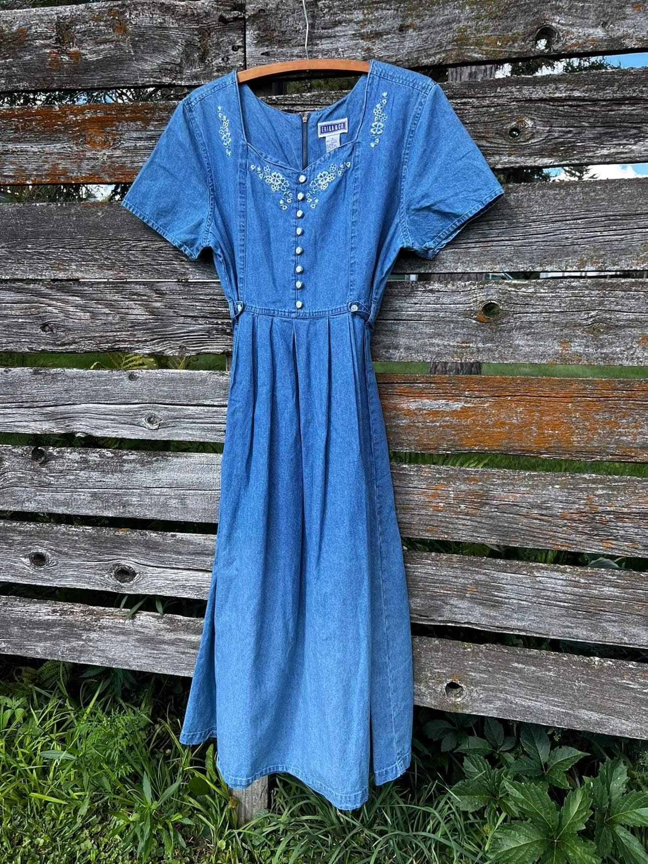 Vintage Cottagecore Blue Jean Dress Etsy