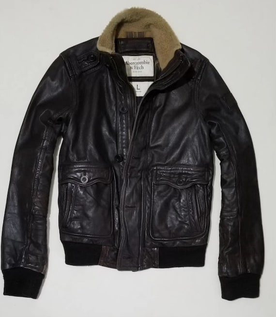 Vintage Abercrombie & Fitch Bomber Leather Jacket… - image 2