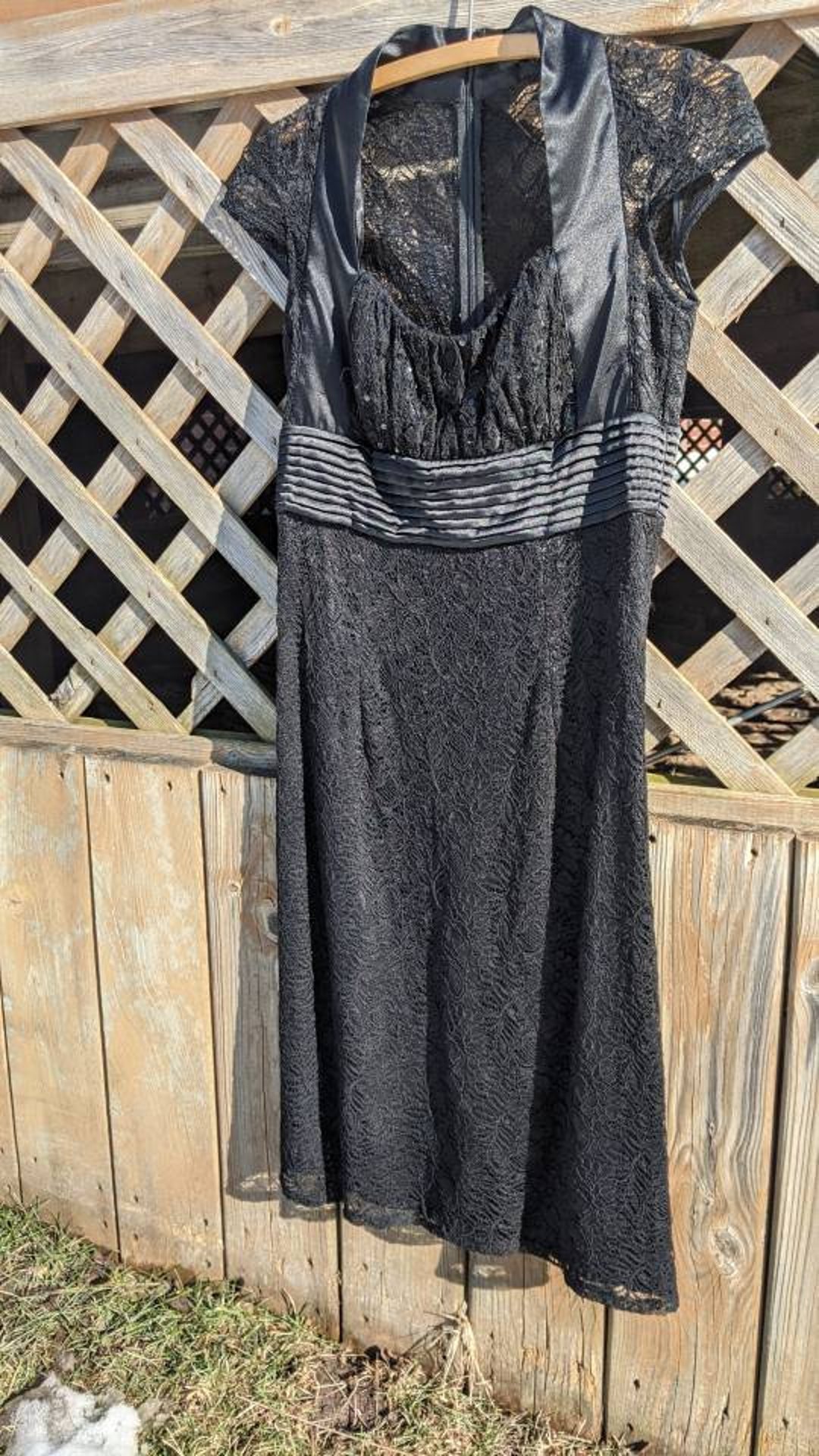 Sleeveless Midi Dress with Lace Panels - Black main image 1