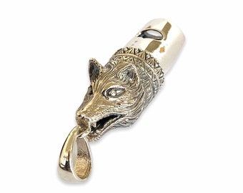 Victorian Style Fox Head Whistle Pendant 925 Sterling Silver