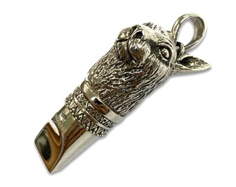 Victorian Style Rabbit / Hare Head Whistle Pendant 925 Sterling Silver