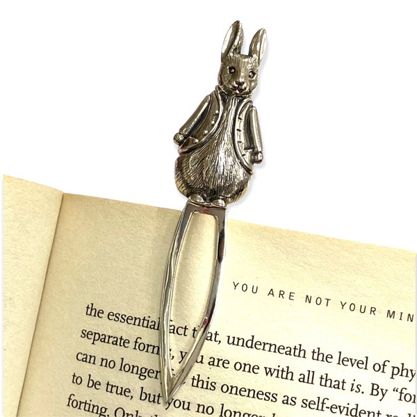Großer viktorianischer Stil Peter Rabbit mit Jacke Lesezeichen 925 Sterling Silber