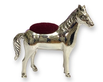 Victorian Style Collectable Horse Pin Cushion 925 Sterling Silver Sewing Needle