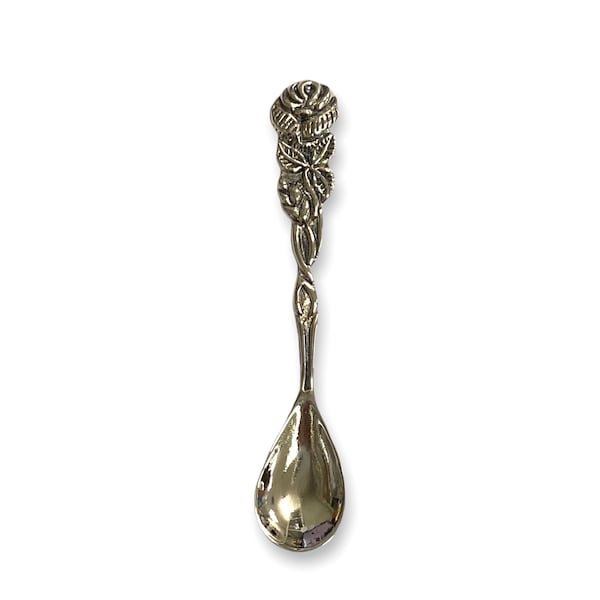 Victorian Style Rose Salt Spoon 925 Sterling Sliver