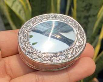 Large Victorian Style Filigree Pattern Pill Snuff Box 925 Sterling Silver