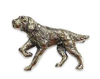 Quality Victorian Style Setter Pointer Dog Pin Brooch 925 Sterling Silver
