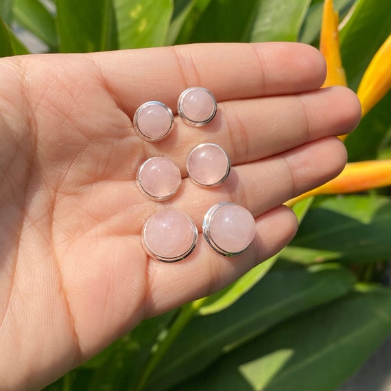 Rose quartz deals stud earrings