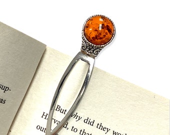 Victorian Style Amber Stone Bookmark 925 Sterling Silver