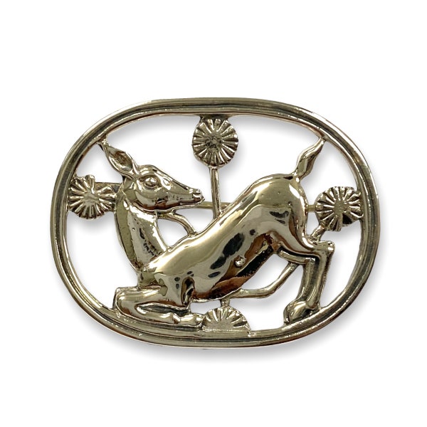 Quality Victorian Style Fawn Deer Pin Brooch 925 Sterling Silver