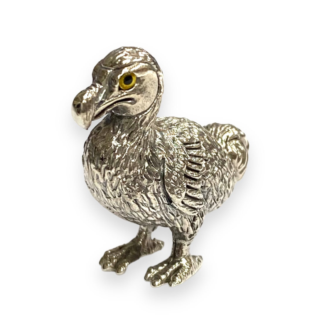 Collectible Victorian Style Dodo Bird Figurine With Glass Eyes 925