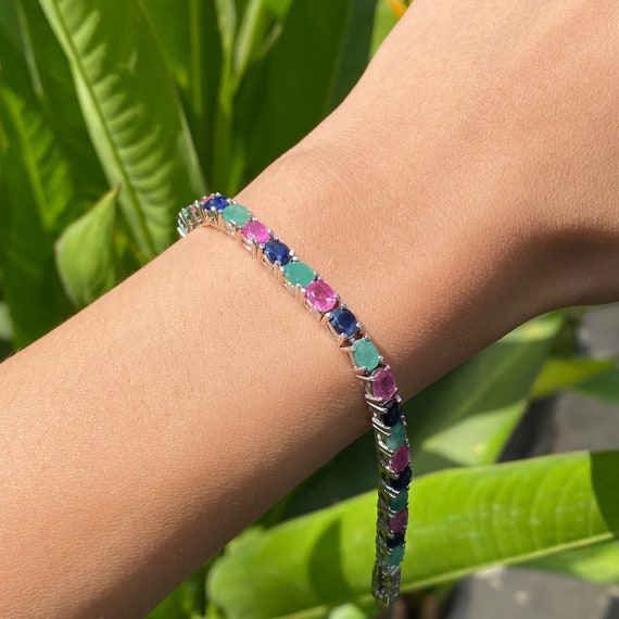 Multi stone sale tennis bracelet