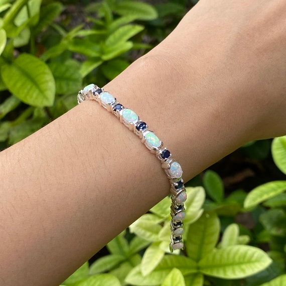 Stunning Quality White Gilson Opal and Sapphire Stone Tennis